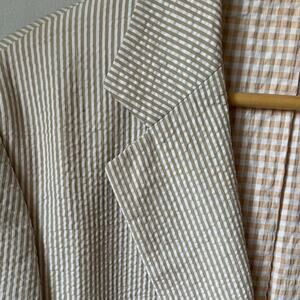 Vintage Brown and White Seersucker Blazer Sport Coat